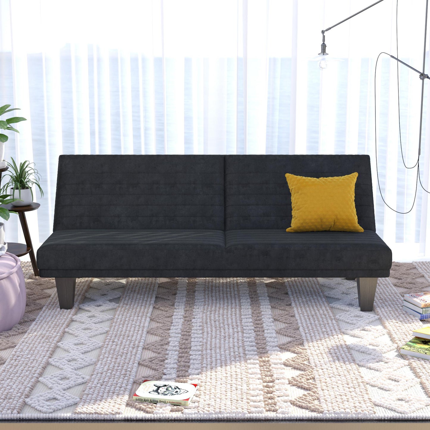 Dillan Upholstered Convertible Futon with Multiple Reclining Positions - Black