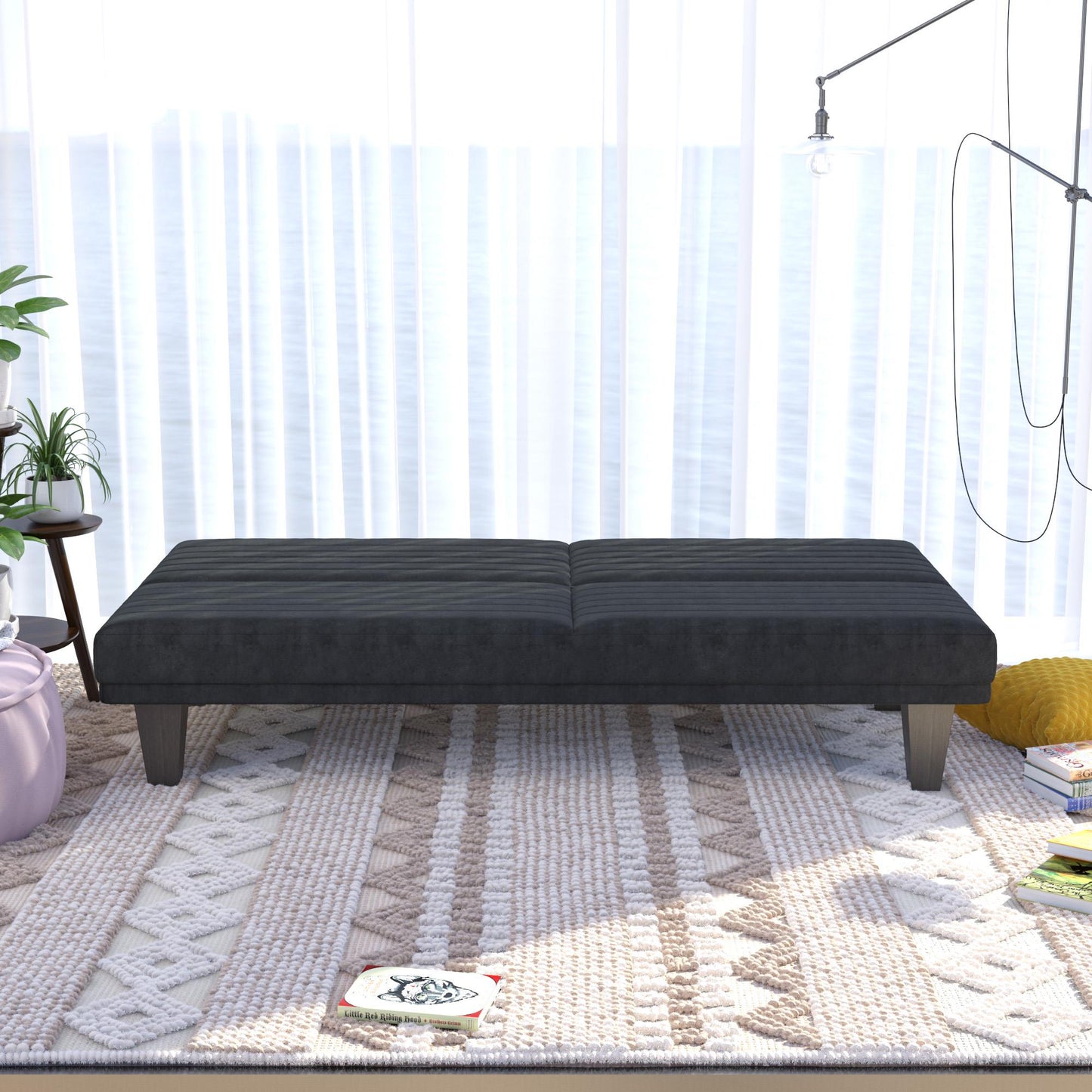 Dillan Upholstered Convertible Futon with Multiple Reclining Positions - Black