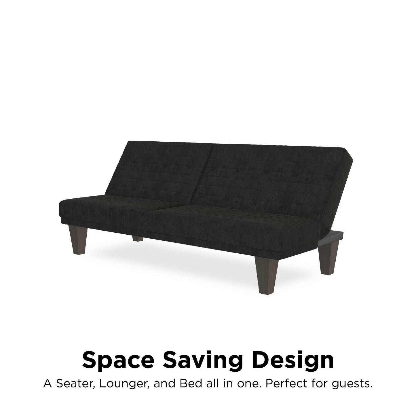Dillan Upholstered Convertible Futon with Multiple Reclining Positions - Black