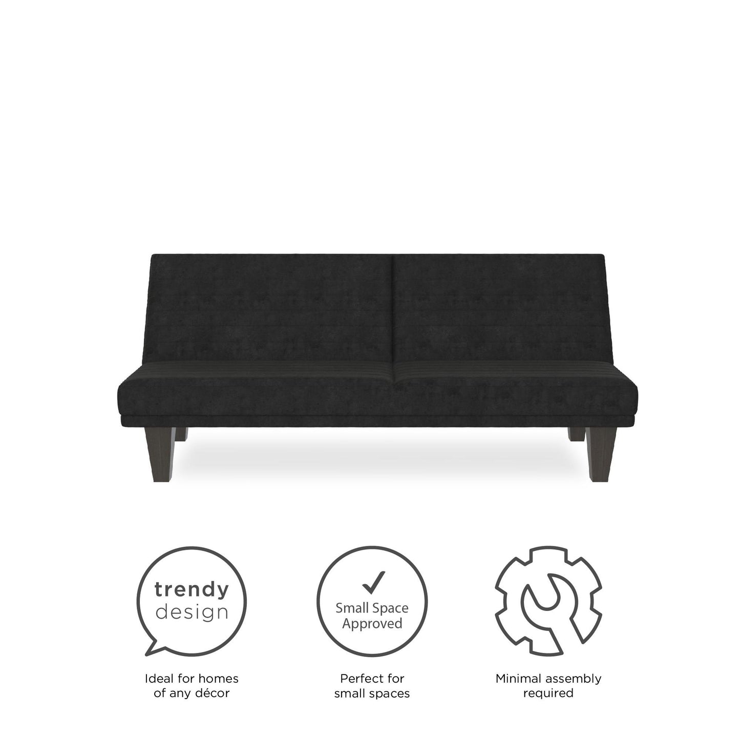 Dillan Upholstered Convertible Futon with Multiple Reclining Positions - Black