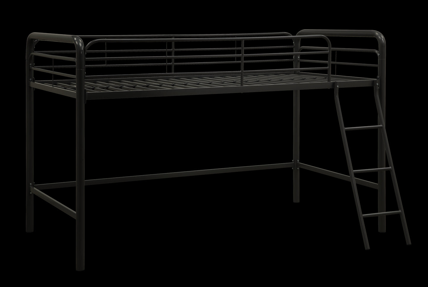 Jett Junior Loft Bed with Metal Frame and Built-In Ladder - Black - Twin