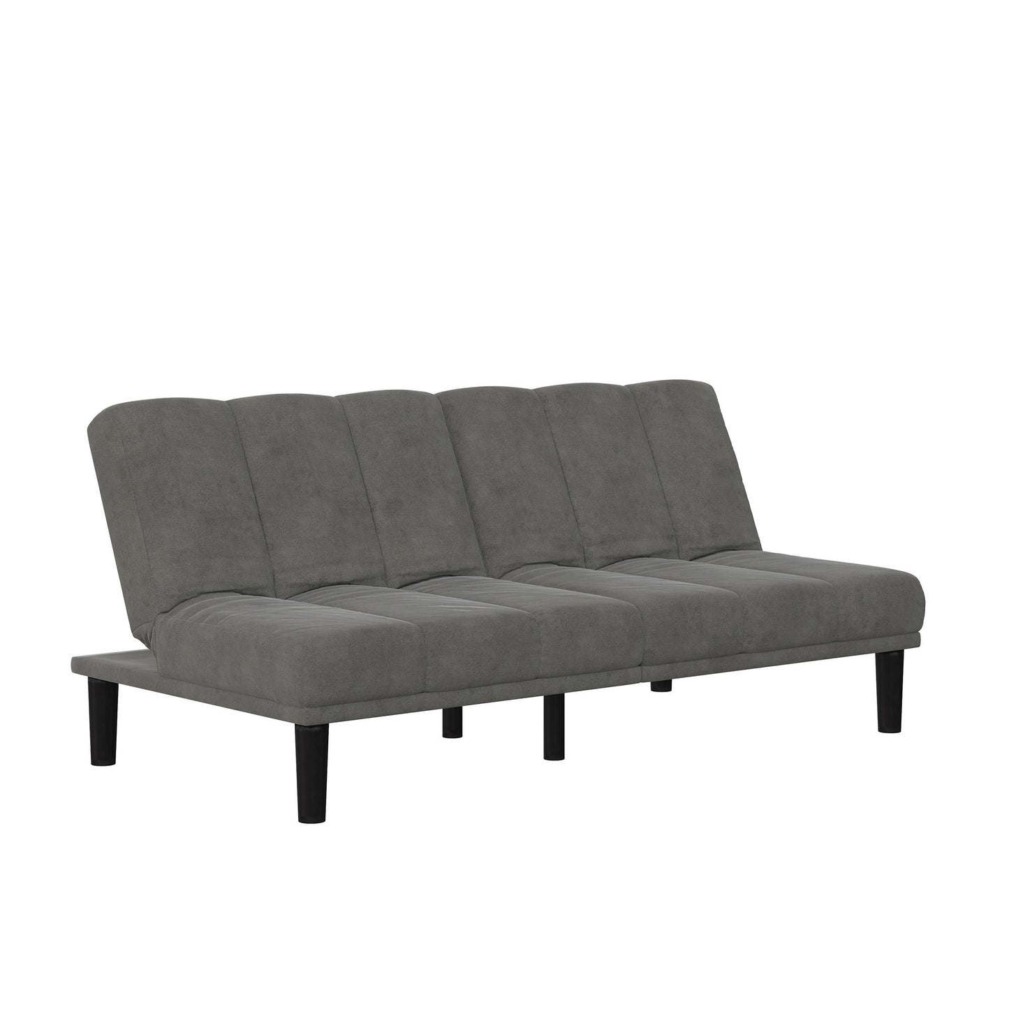 Mainstays Channel Cushion Futon, Gray Microfiber - Gray