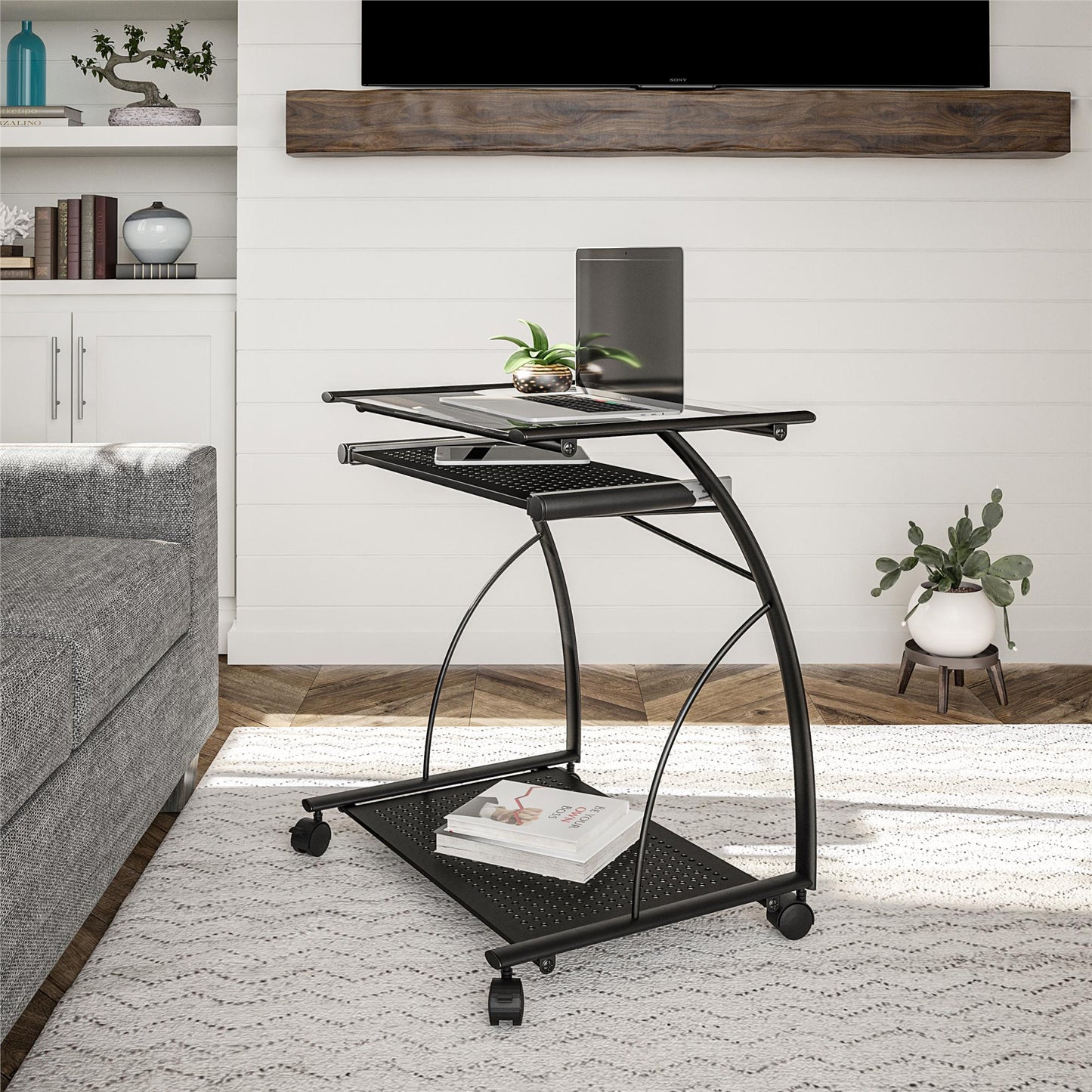 Sheldon Mobile Computer Desk - Black