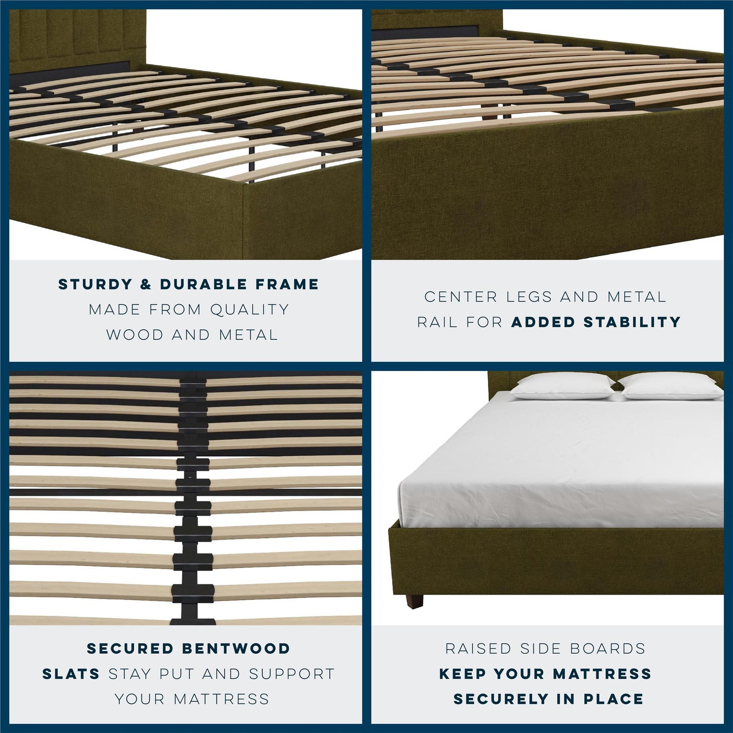 Brittany Upholstered Bed - Green - Queen