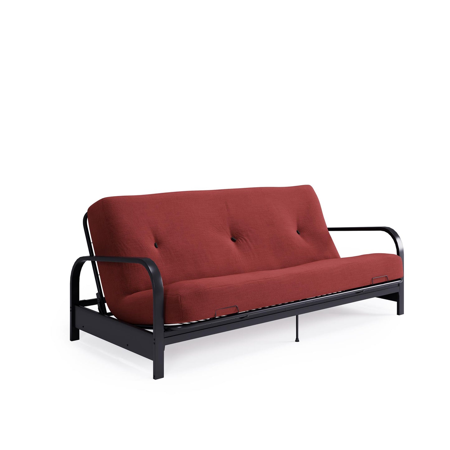 Brax Black Metal Arm Full Size Futon Frame with 6 Inch Thermobonded High Density Polyester Fill - Red - Full