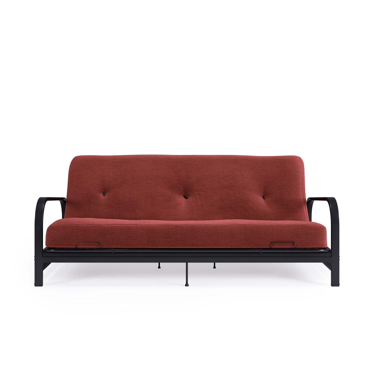 Brax Black Metal Arm Full Size Futon Frame with 6 Inch Thermobonded High Density Polyester Fill - Red - Full