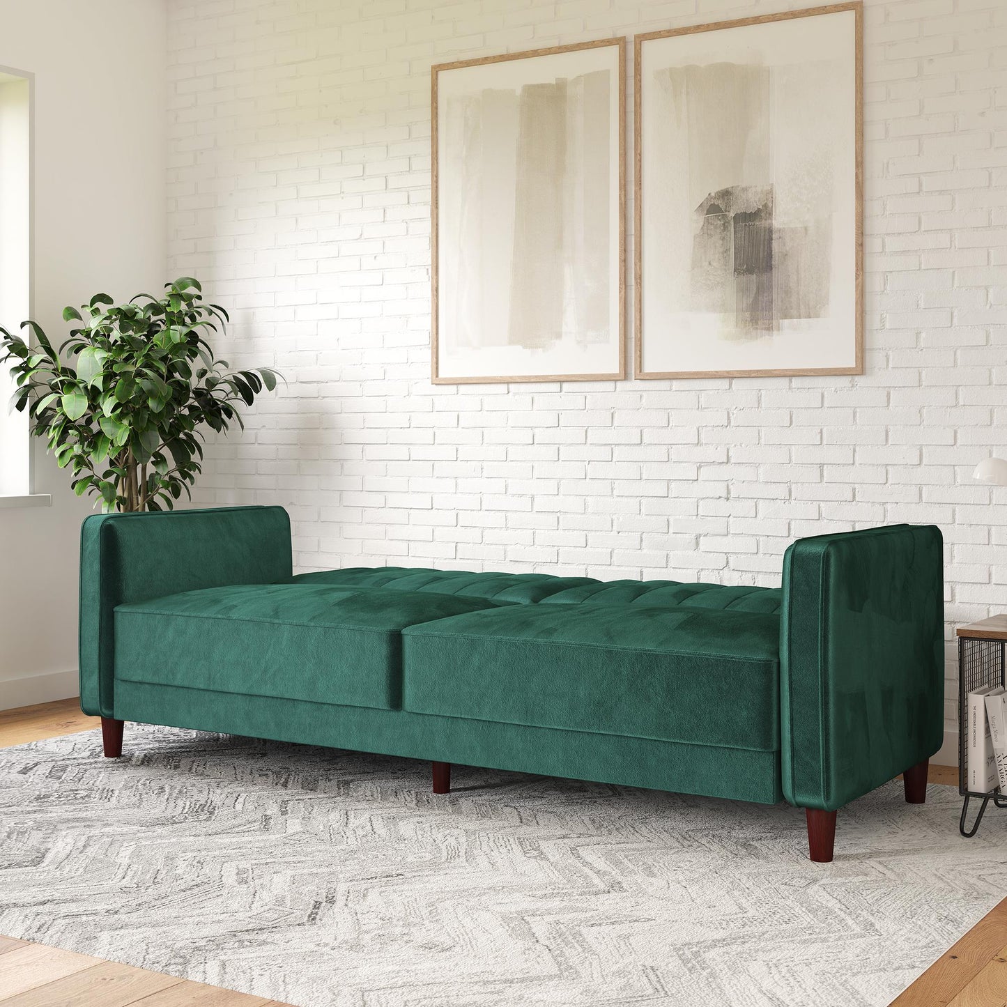 Better Homes & Gardens Nola Modern Futon, Camel Faux Leather - Camel