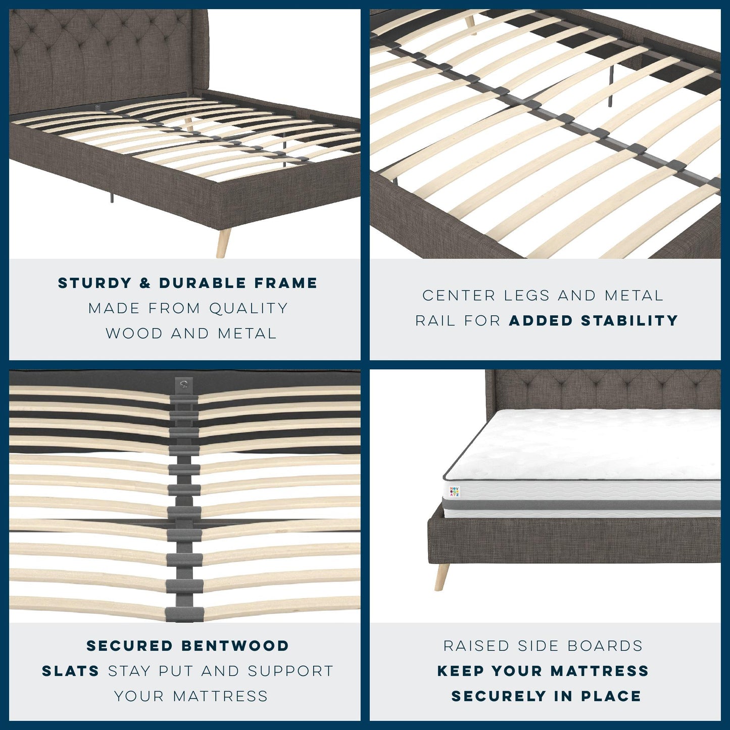 Her Majesty Bed - Grey Linen - Queen