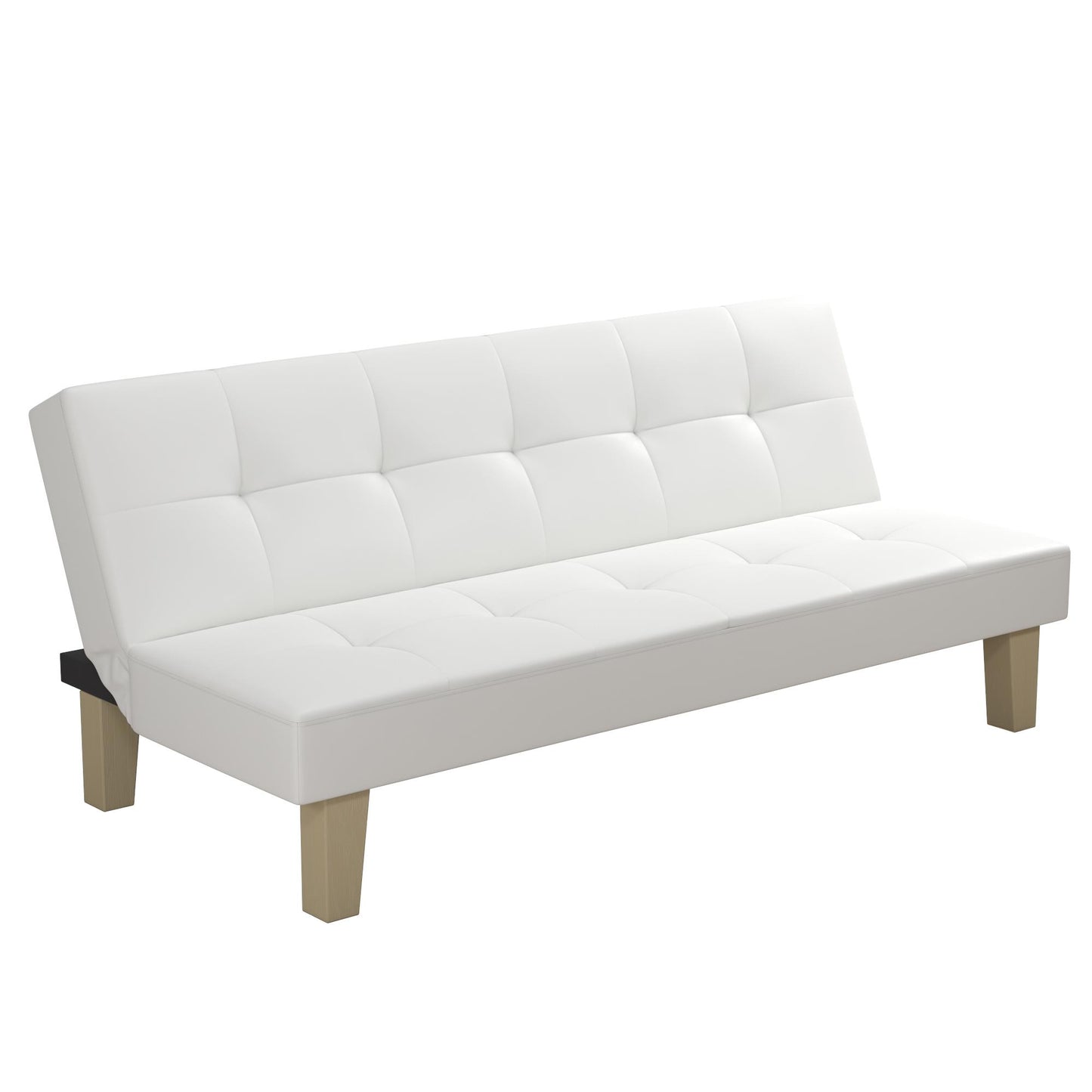 Aubrey Convertible Futon Sofa and Couch Sleeper Faux Leather - White