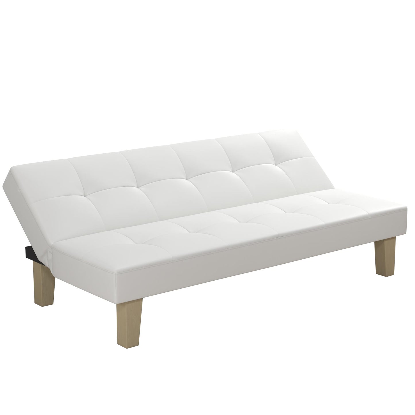 Aubrey Convertible Futon Sofa and Couch Sleeper Faux Leather - White