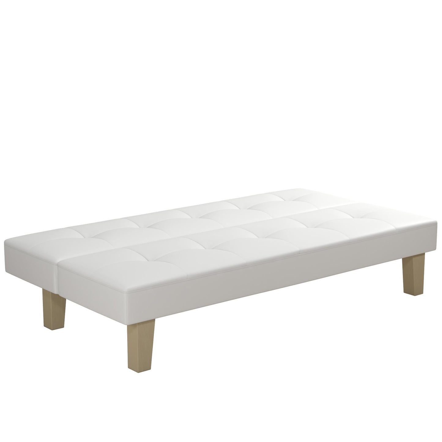 Aubrey Convertible Futon Sofa and Couch Sleeper Faux Leather - White