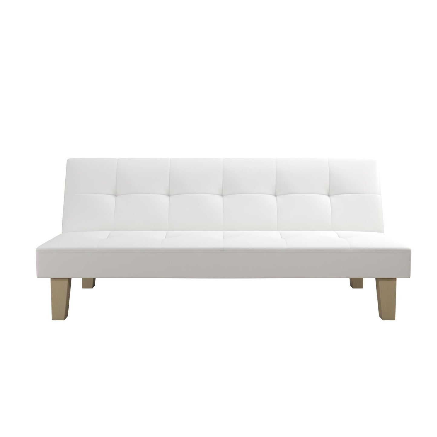 Aubrey Convertible Futon Sofa and Couch Sleeper Faux Leather - White