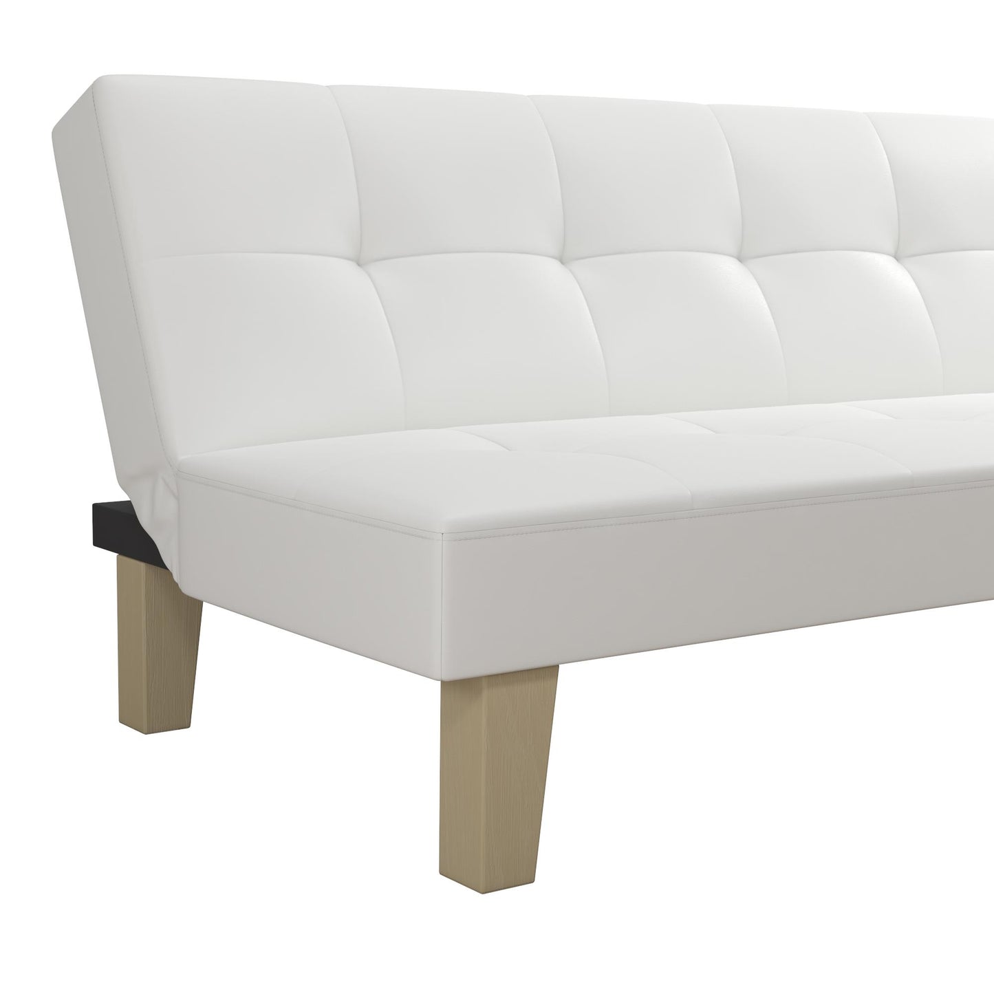 Aubrey Convertible Futon Sofa and Couch Sleeper Faux Leather - White