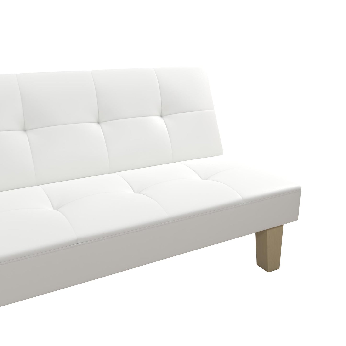Aubrey Convertible Futon Sofa and Couch Sleeper Faux Leather - White