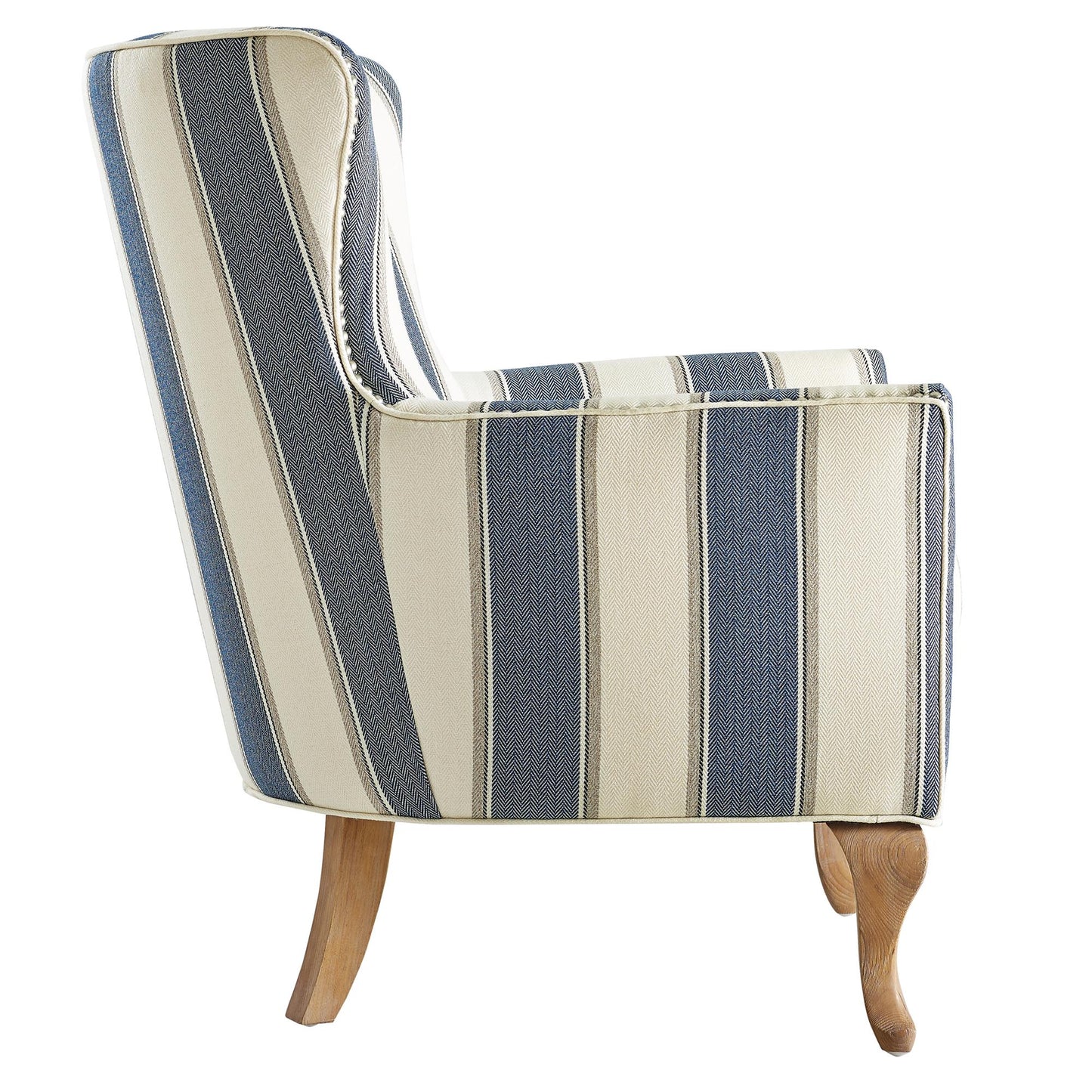 Reva Upholstered Club Accent Chair with Nail Head Trim - Blue Stripe