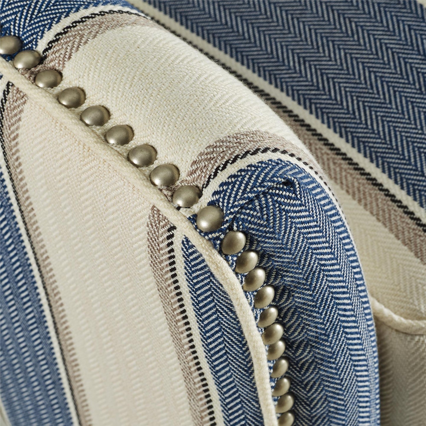Reva Upholstered Club Accent Chair with Nail Head Trim - Blue Stripe
