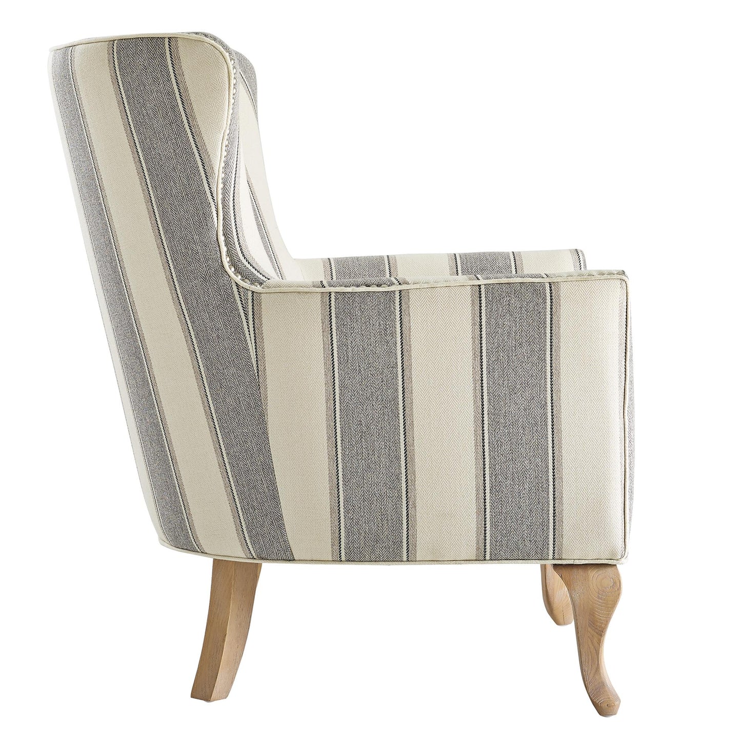 Reva Upholstered Club Accent Chair with Nail Head Trim - Gray Stripe