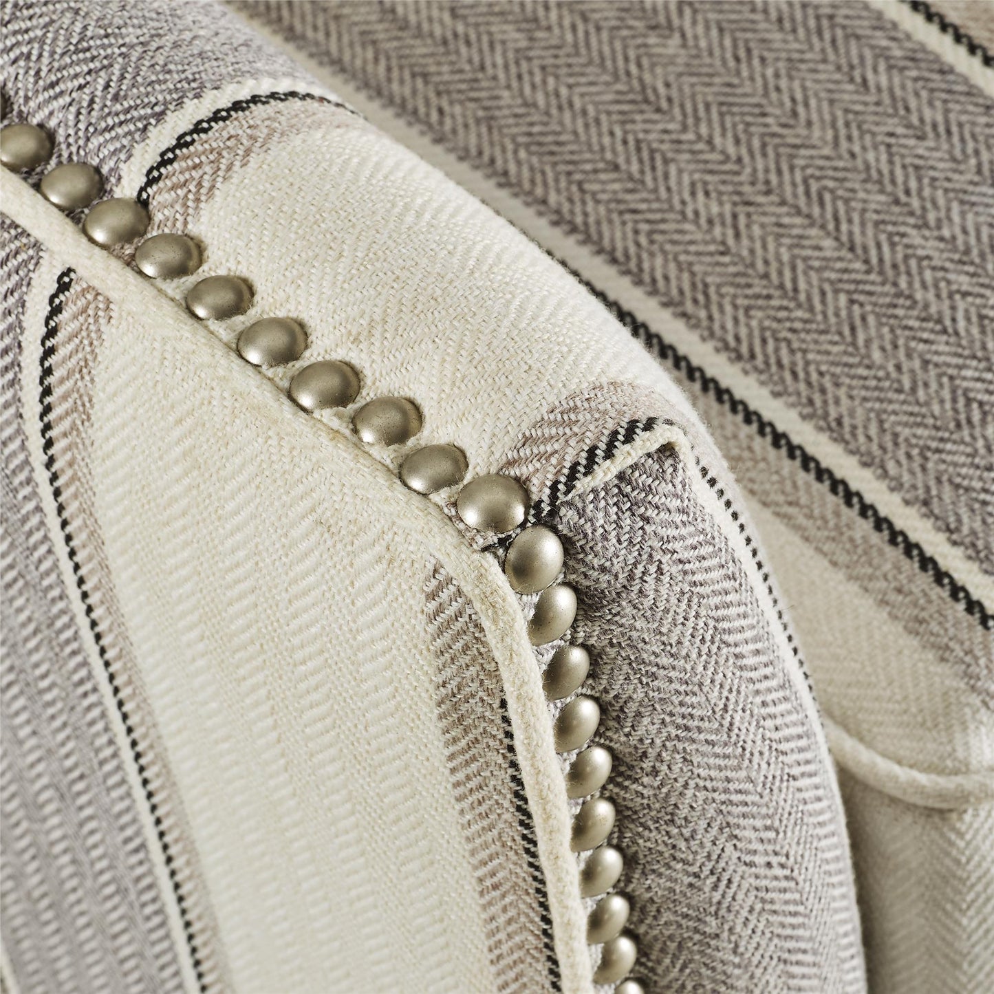Reva Upholstered Club Accent Chair with Nail Head Trim - Gray Stripe