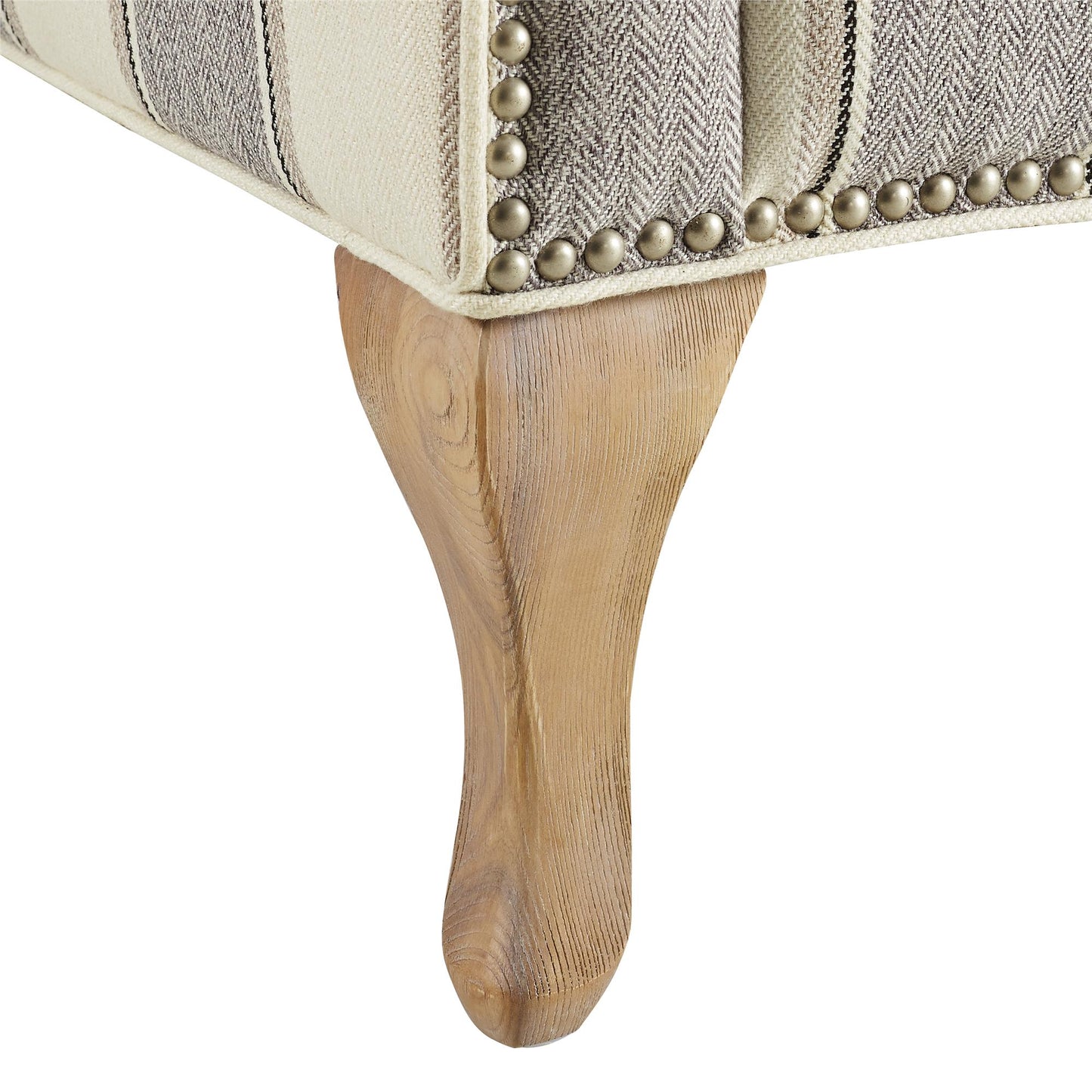 Reva Upholstered Club Accent Chair with Nail Head Trim - Gray Stripe