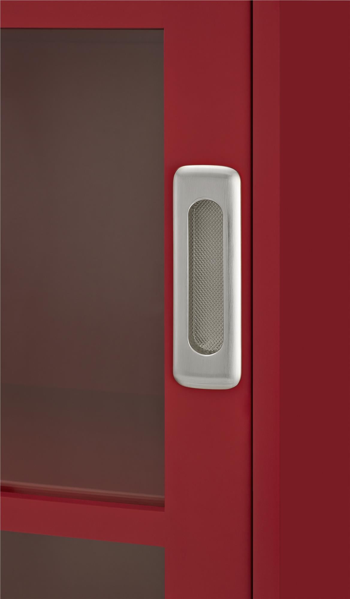 Aaron Lane Tall Bookcase with 2 Sliding Glass Doors - Red