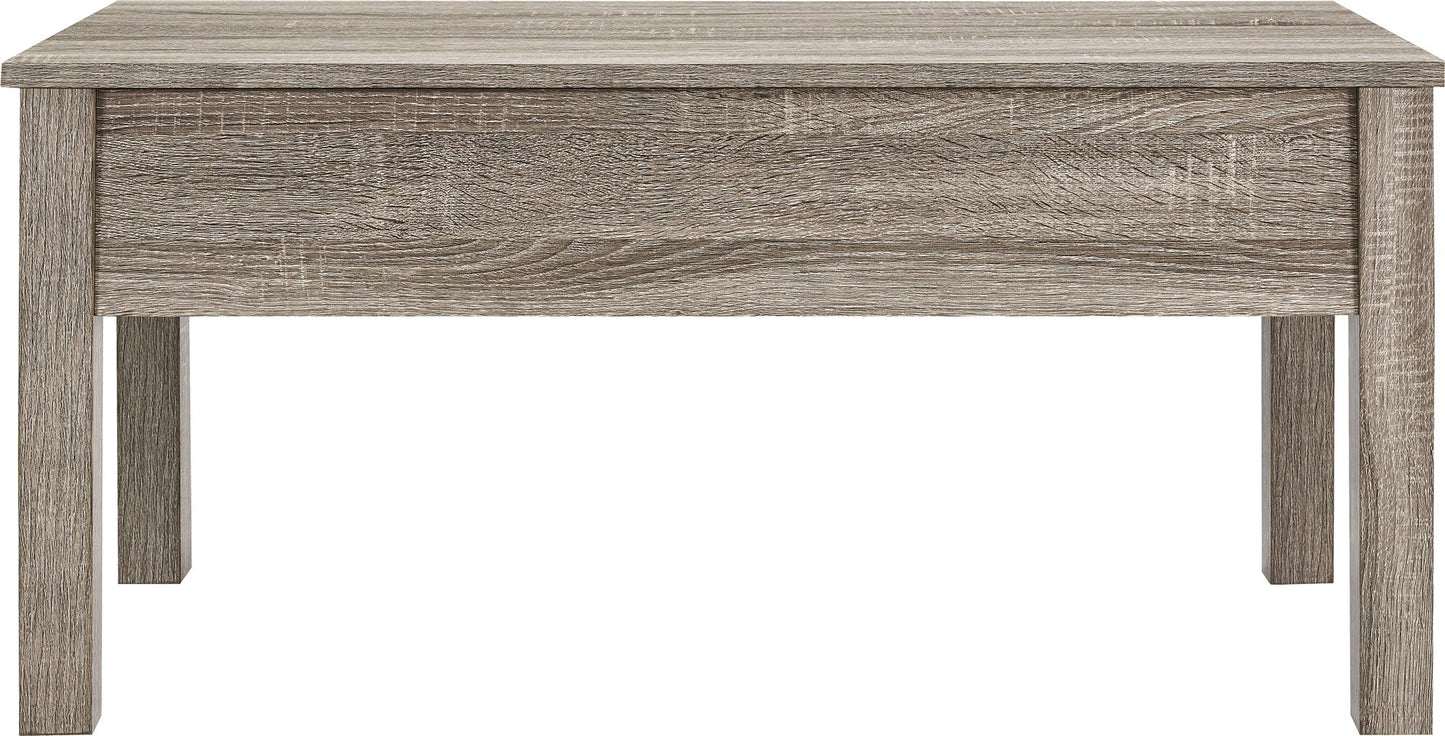 Parsons Lift-Top Coffee Table with Storage Compartment - Distressed Gray Oak