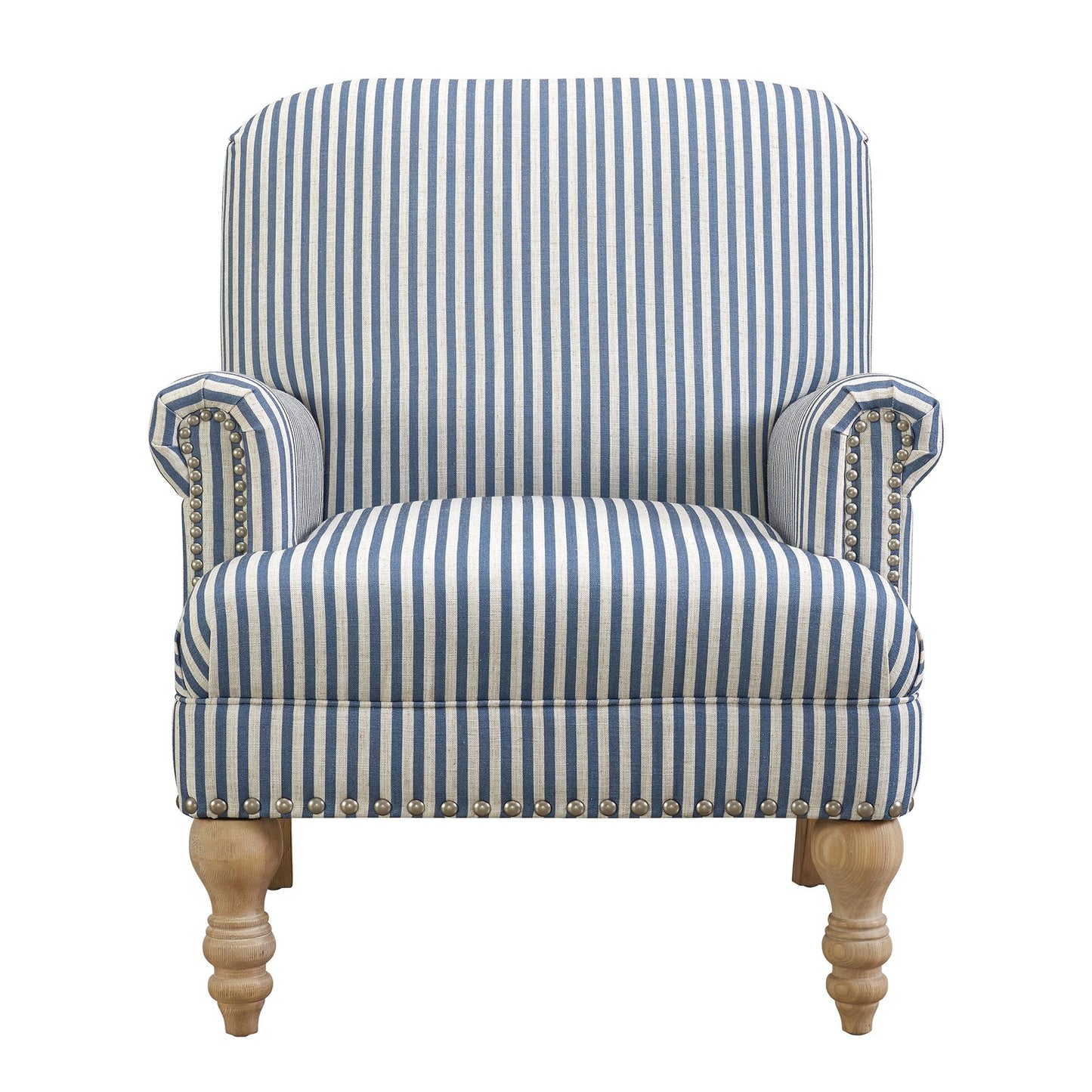 Jaya Upholstered Accent Chair with Solid Wood Feet - Blue Stripe