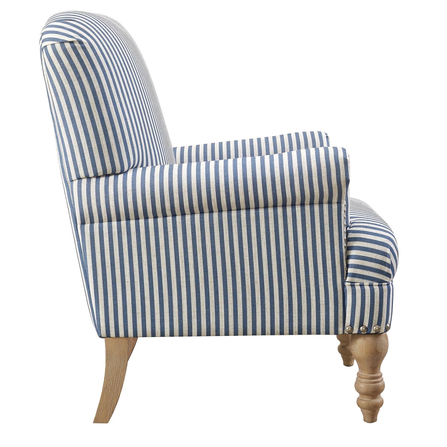 Jaya Upholstered Accent Chair with Solid Wood Feet - Blue Stripe