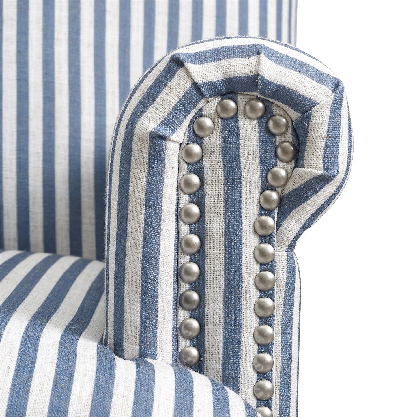 Jaya Upholstered Accent Chair with Solid Wood Feet - Blue Stripe