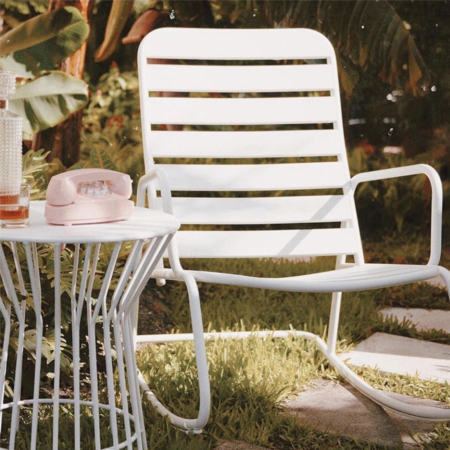 Novogratz Poolside Gossip, Roberta Outdoor/Indoor Rocking Chair, White - White