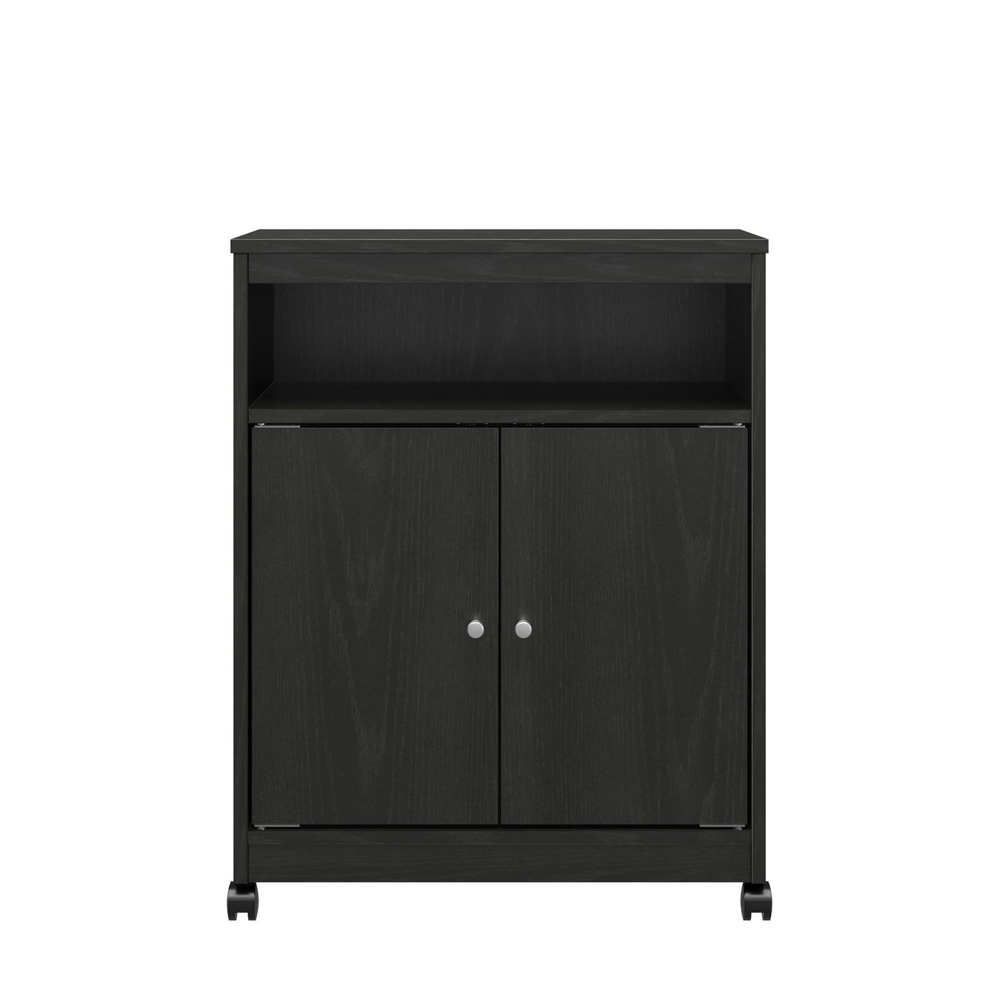 Landry 2 Door Utility Microwave Cart with Shelves - Black Oak