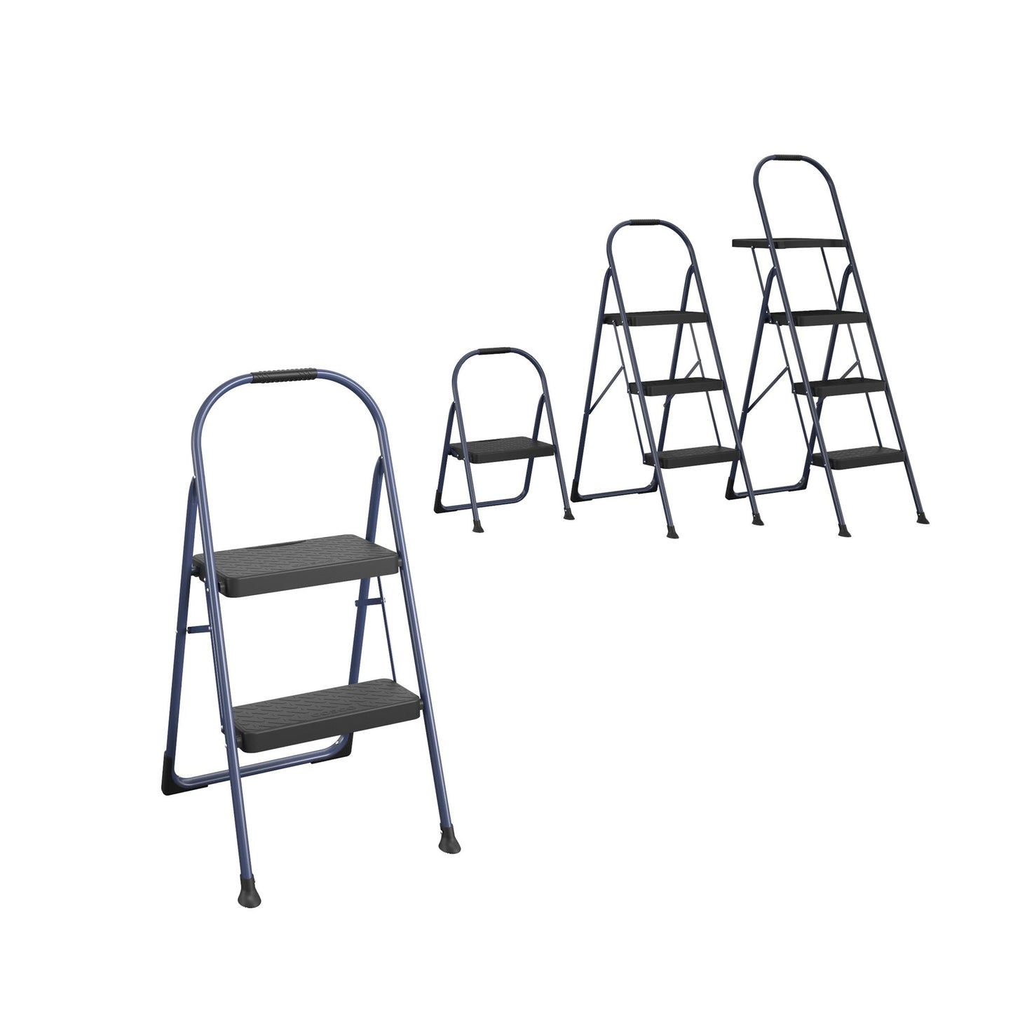 Multi-Step Folding Step Stool with 225 lb Weight Capacity - Navy - 2 Step