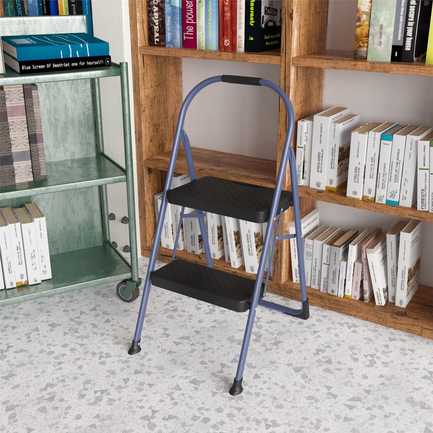 Multi-Step Folding Step Stool with 225 lb Weight Capacity - Navy - 2 Step