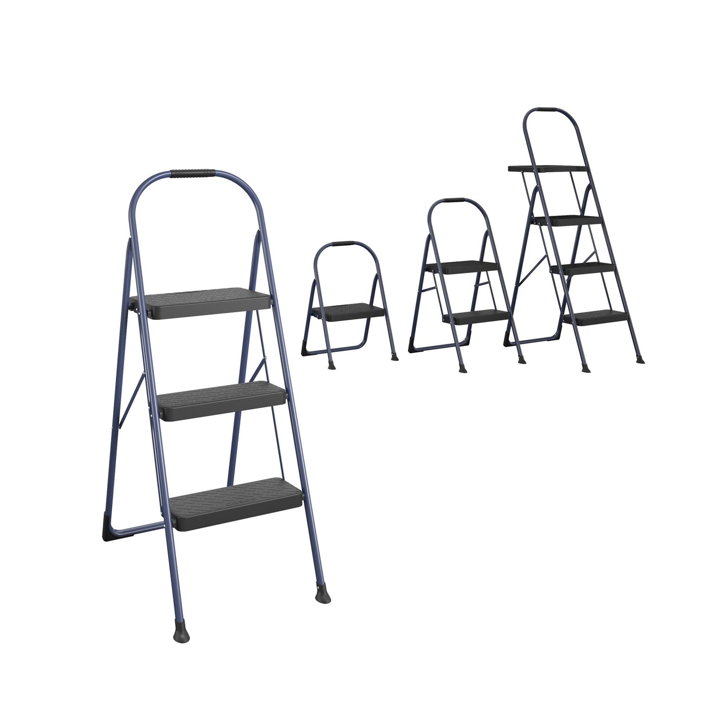 Multi-Step Folding Step Stool with 225 lb Weight Capacity - Navy - 3 Step