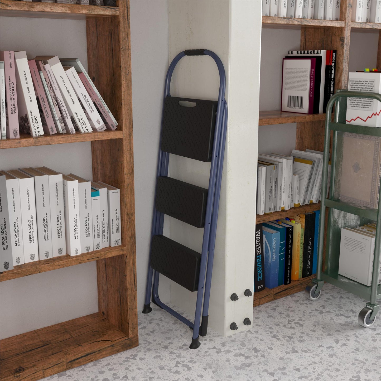 Multi-Step Folding Step Stool with 225 lb Weight Capacity - Navy - 3 Step