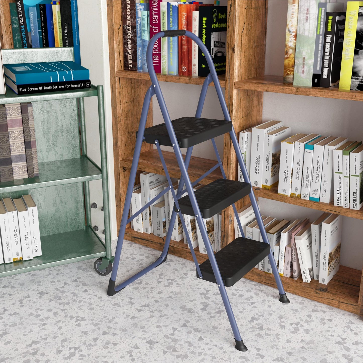 Multi-Step Folding Step Stool with 225 lb Weight Capacity - Navy - 3 Step