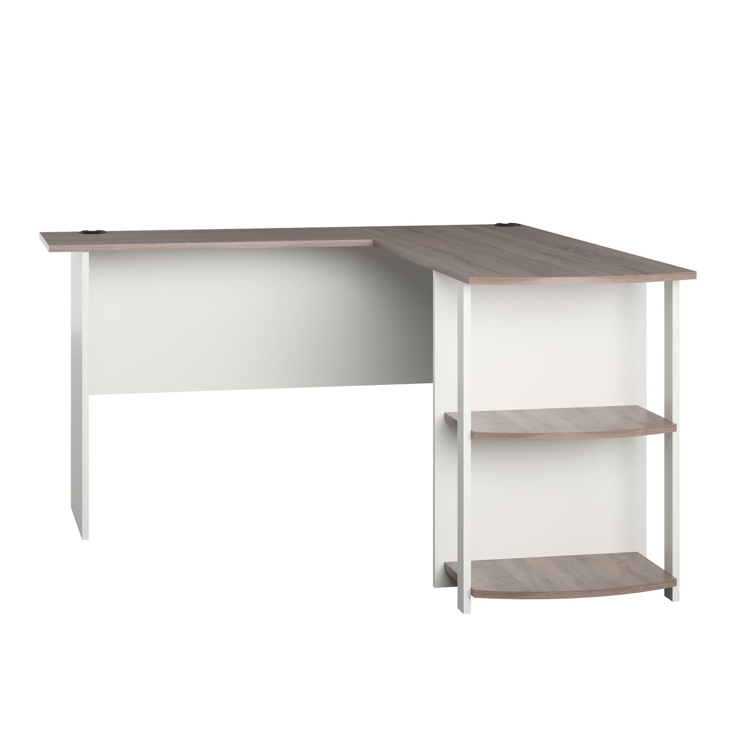 Dakota Computer L Desk with Side Bookshelf and Large Worksurface - White