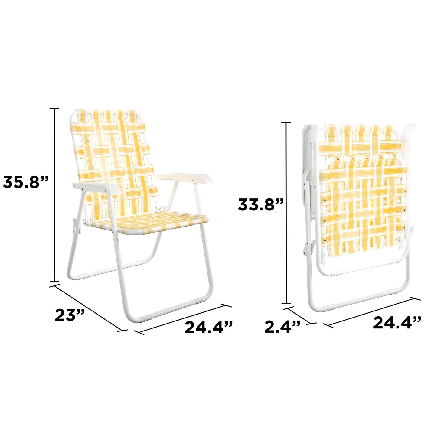 Novogratz Poolside Gossip, Priscilla Folding Chairs, 2-Pack, Yellow - Yellow - 2-Pack