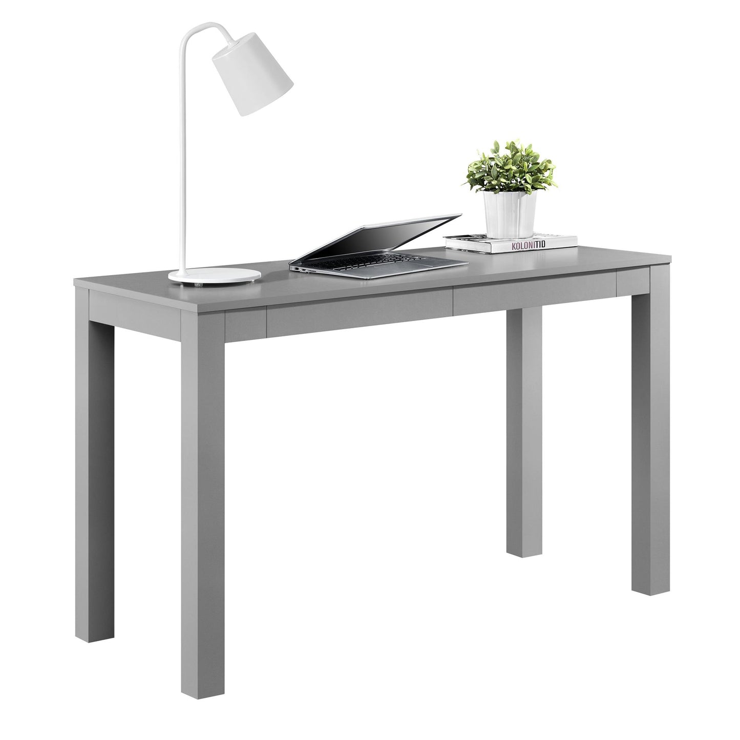 Large Parsons Computer Desk with 2 Drawers - Gray