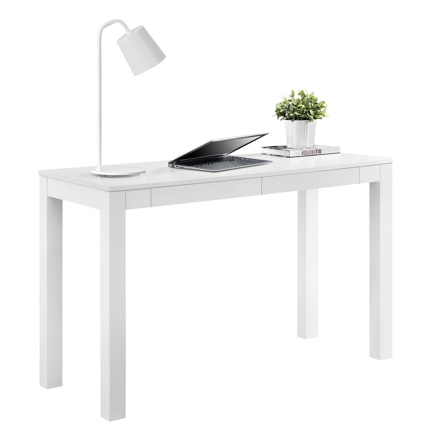 Large Parsons Computer Desk with 2 Drawers - White