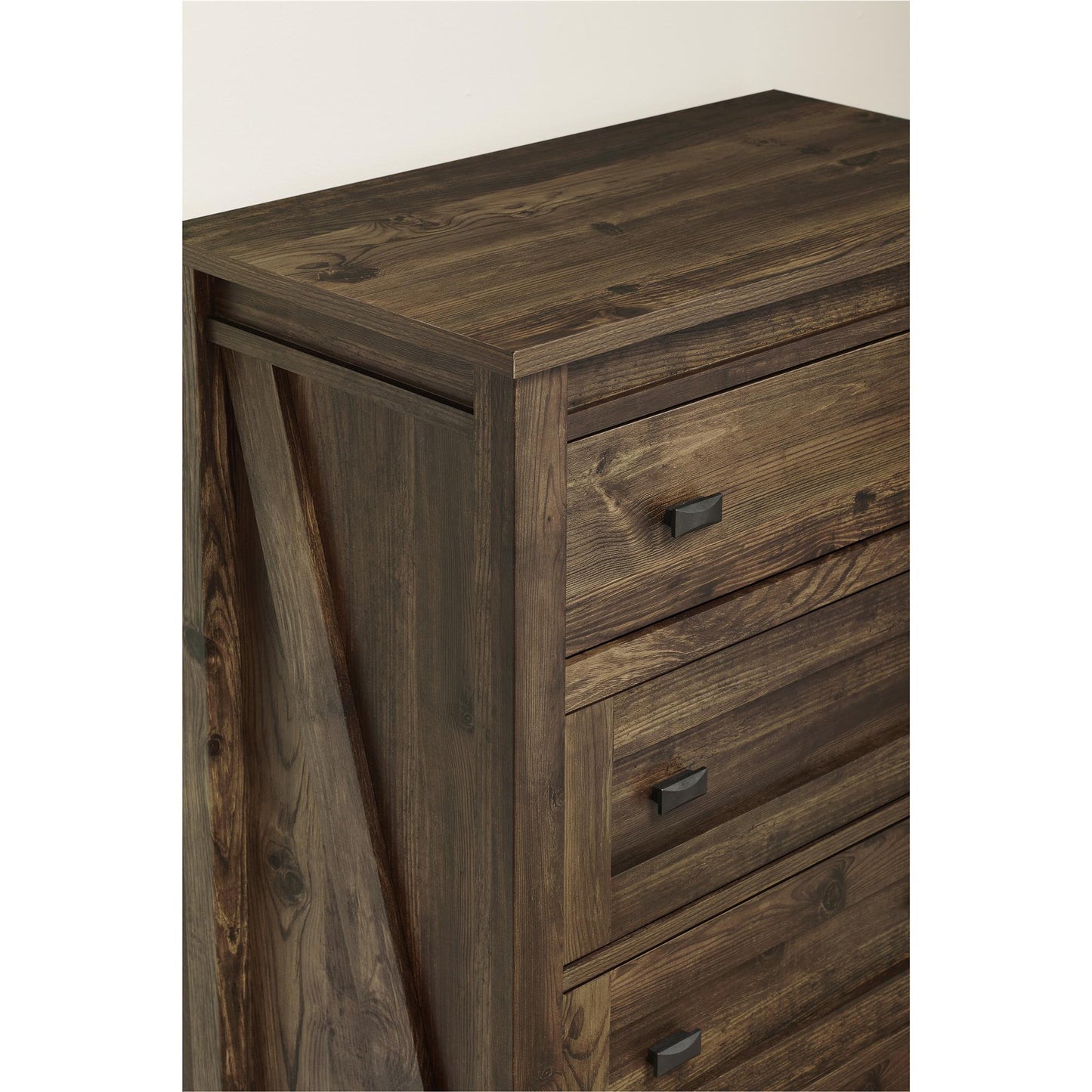 Farmington 4 Drawer Rustic Farmhouse Dresser with Linen Interiors - Rustic