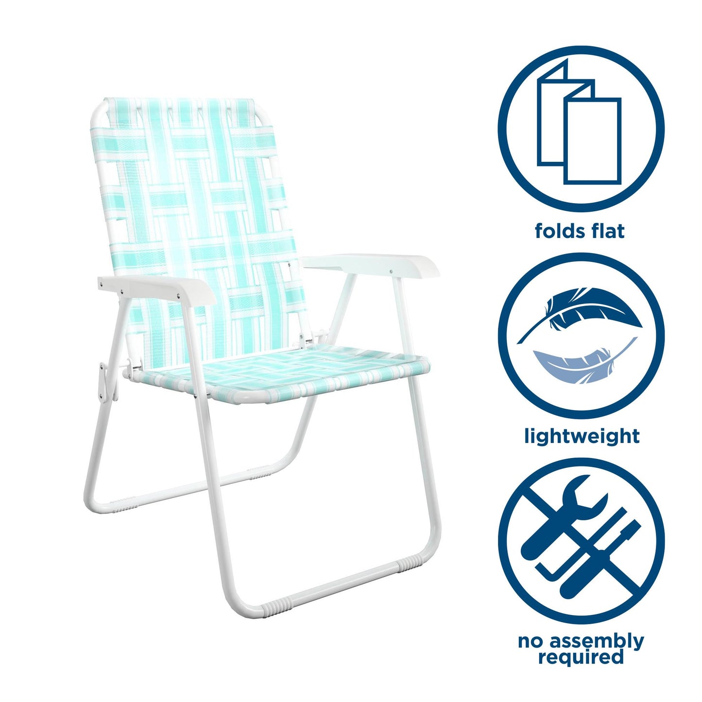 Novogratz Poolside Gossip, Priscilla Folding Chairs, 2-Pack, Aqua Haze - Aqua Haze - 2-Pack
