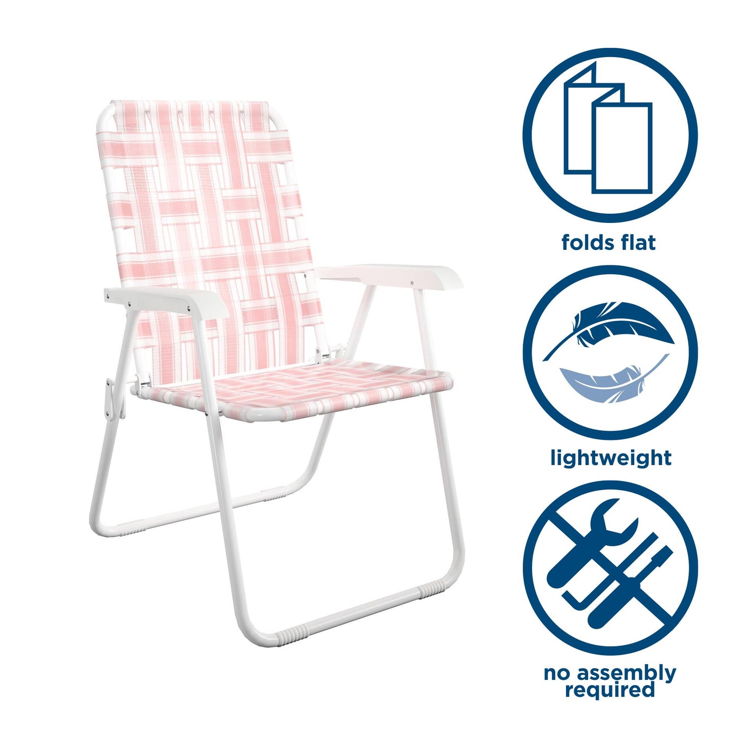 Novogratz Poolside Gossip, Priscilla Folding Chairs, 2-Pack, Rosewater - Rosewater - 2-Pack