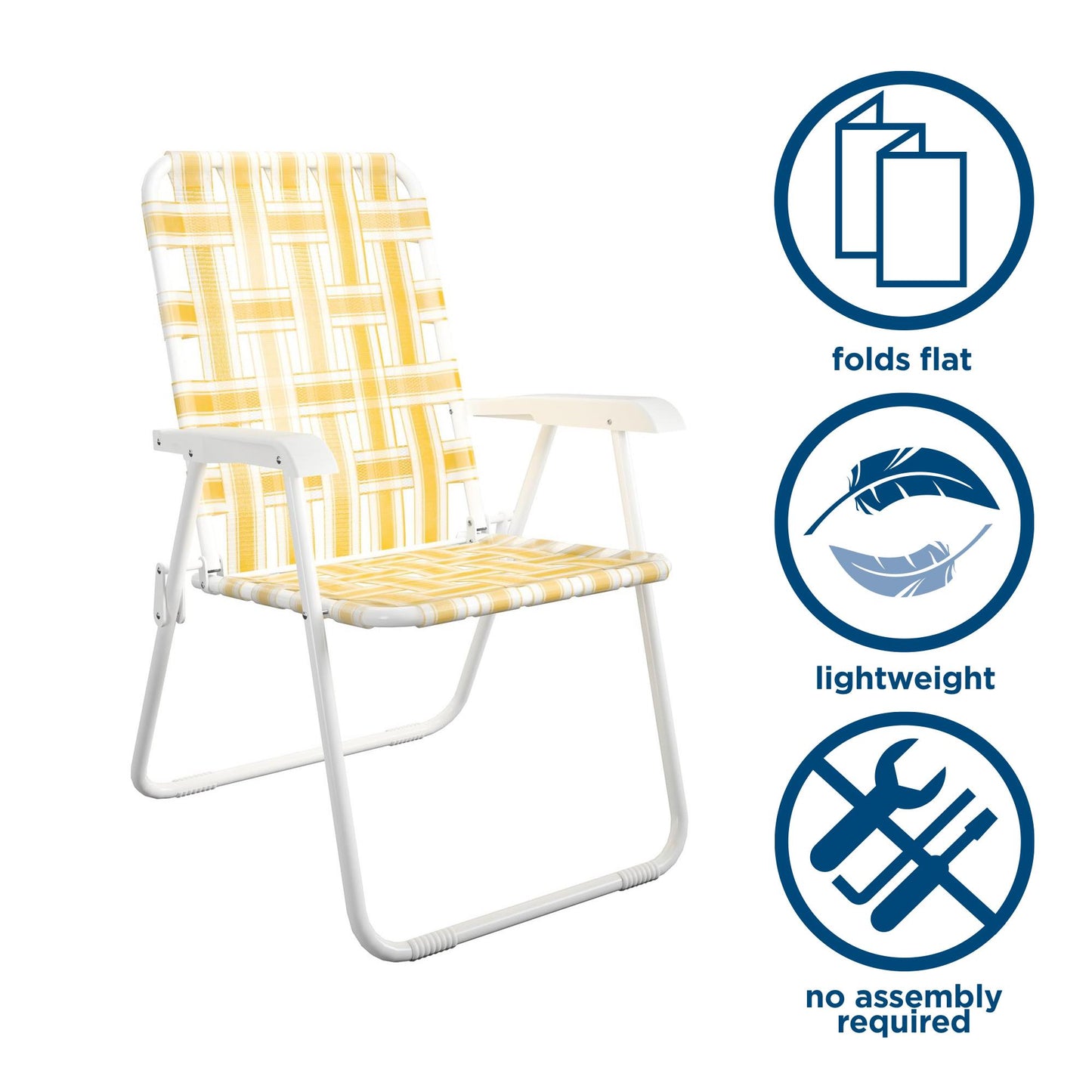 Novogratz Poolside Gossip, Priscilla Folding Chairs, 2-Pack, Yellow - Yellow - 2-Pack