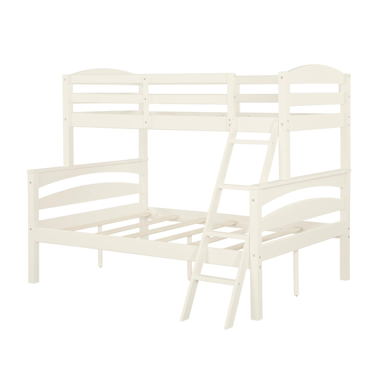 Brady Twin over Full Wooden Bunk Bed Frame with Ladder - White