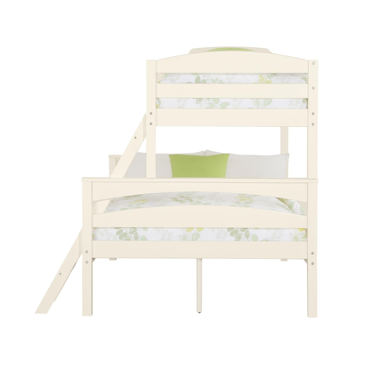 Brady Twin over Full Wooden Bunk Bed Frame with Ladder - White