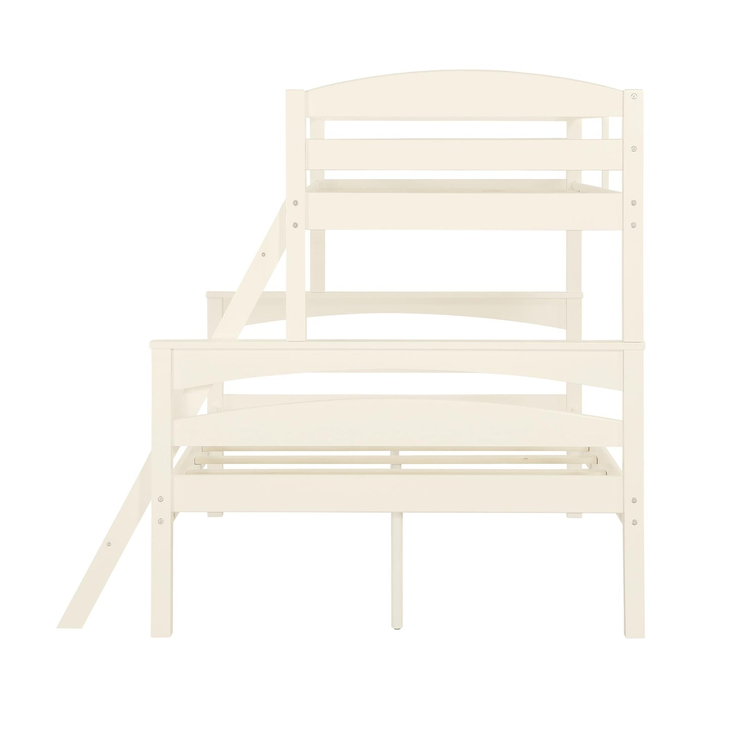 Brady Twin over Full Wooden Bunk Bed Frame with Ladder - White