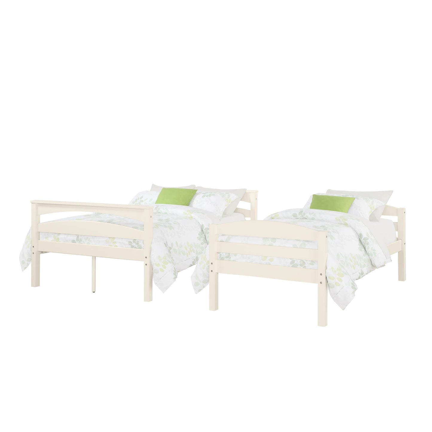 Brady Twin over Full Wooden Bunk Bed Frame with Ladder - White