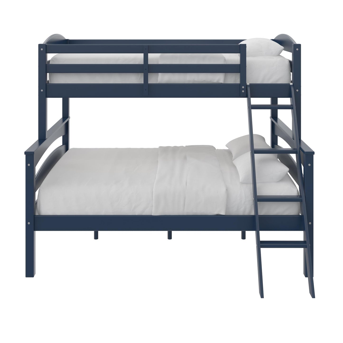 Brady Twin over Full Wooden Bunk Bed Frame with Ladder - Graphite Blue