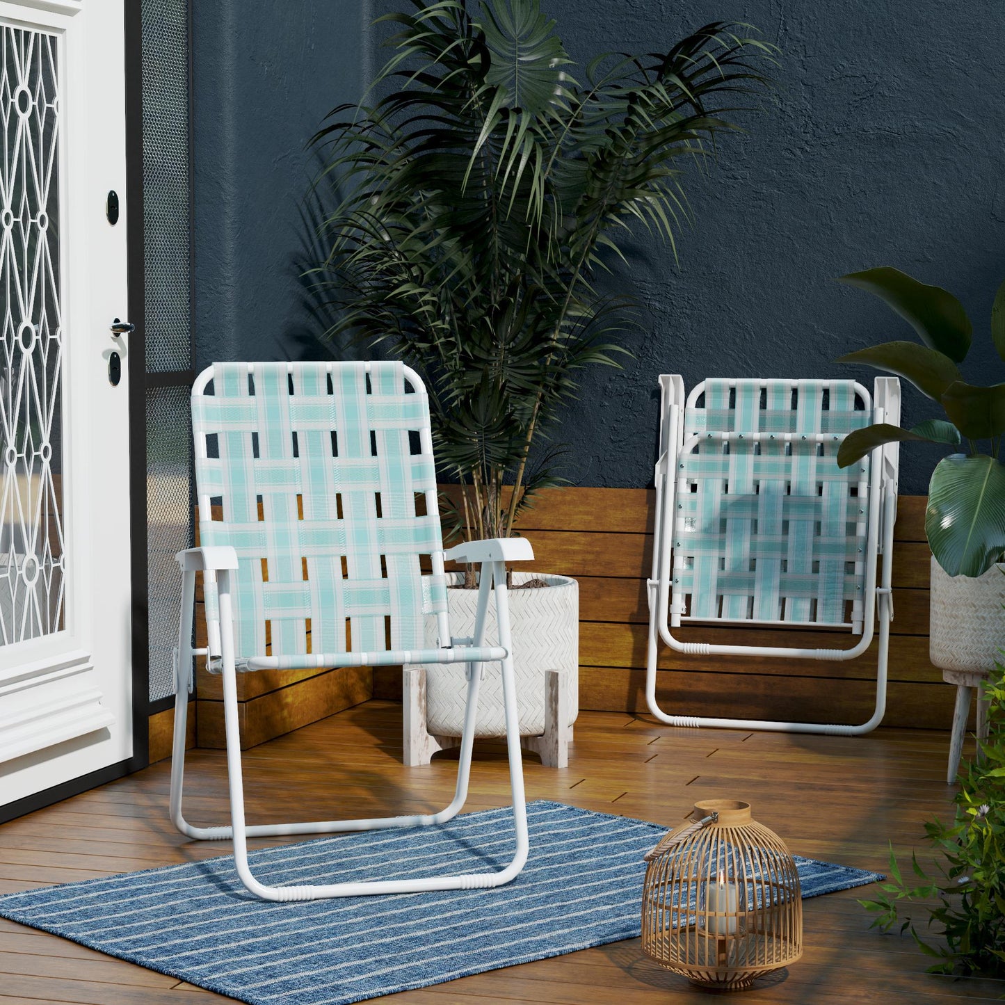 Novogratz Poolside Gossip, Priscilla Folding Chairs, 2-Pack, Aqua Haze - Aqua Haze - 2-Pack