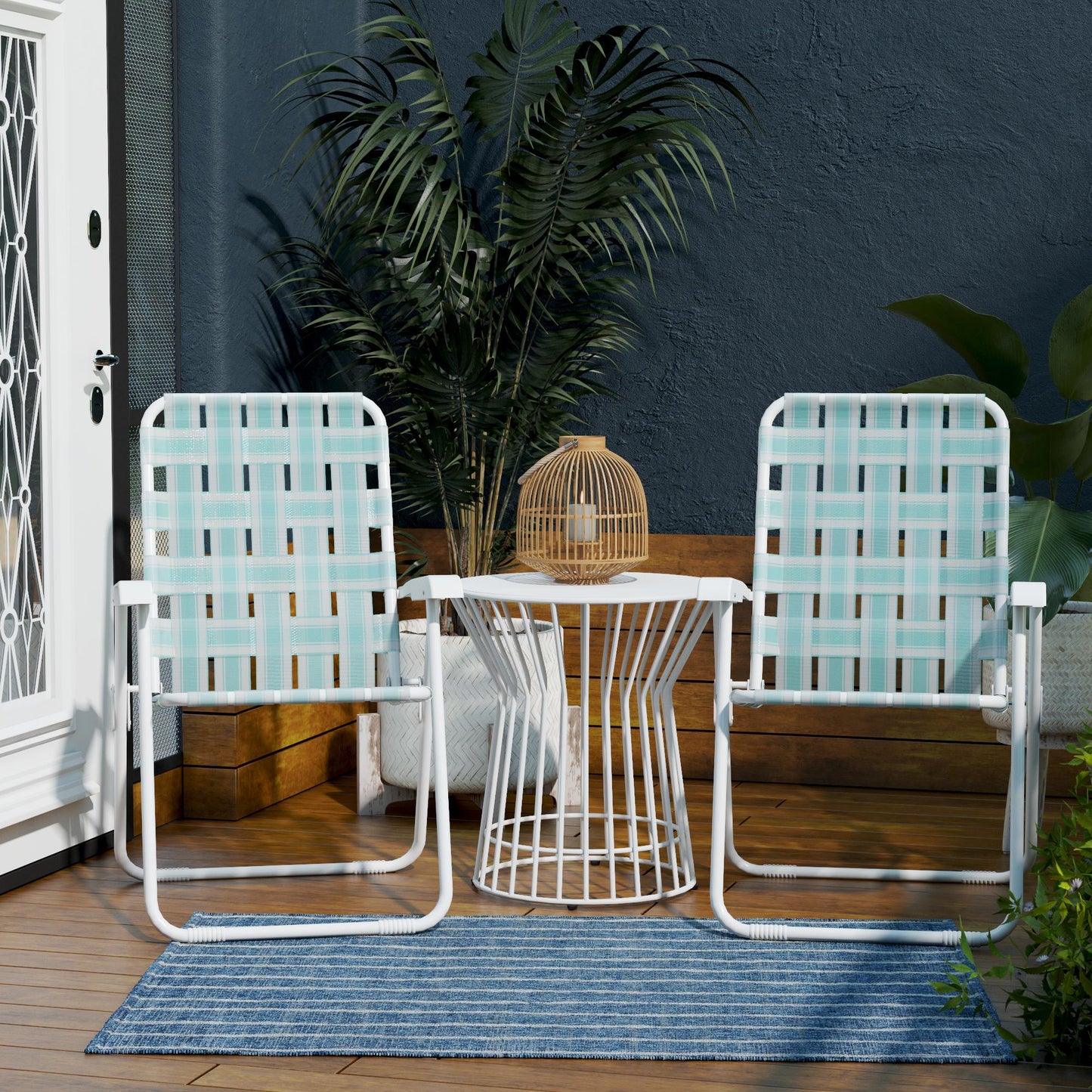 Novogratz Poolside Gossip, Priscilla Folding Chairs, 2-Pack, Aqua Haze - Aqua Haze - 2-Pack